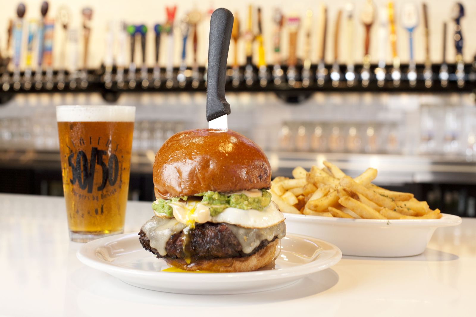 Slater's 50/50 to Open at Valencia Town Center in June Slater's 50/50, the nationally recognized burger concept known for its ambitiously creative menu, has announced that its first Santa Clarita location will open at Westfield Valencia Town Center on Thursday, June 18.
