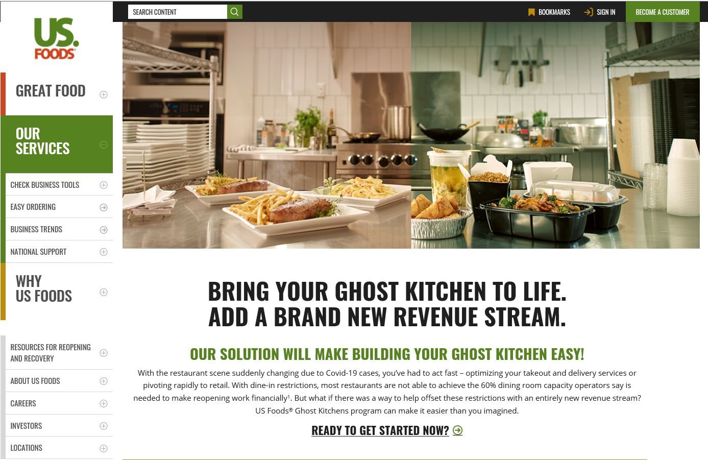 US Foods Launches Ghost Kitchens Program to Help Operators Expand Off-Premise Dining and Create a New Revenue Stream US Foods Launches Ghost Kitchens Program to Help Operators Expand Off-Premise Dining and Create a New Revenue Stream