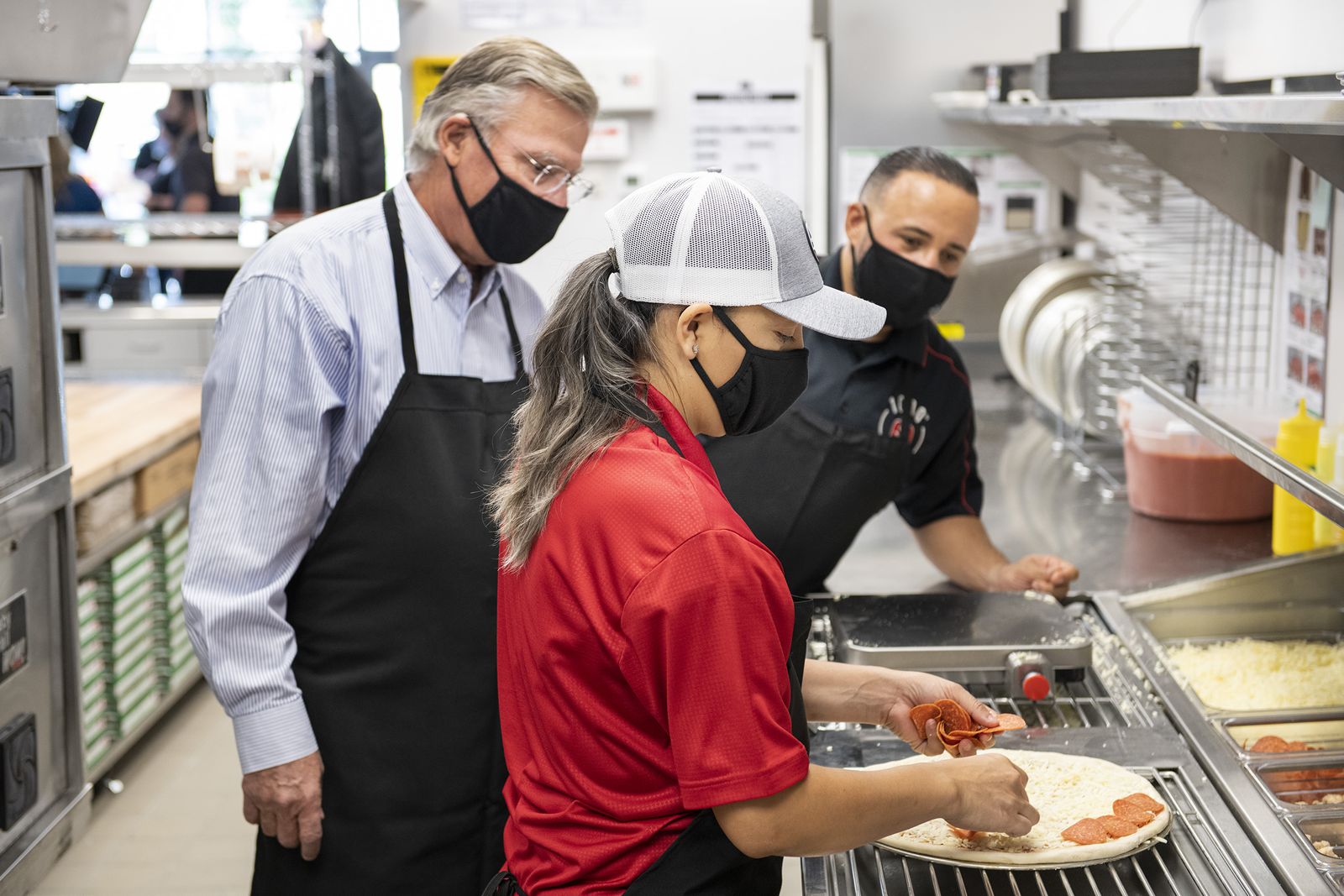Marco's Pizza Opens Its Milestone 1,000th Store, Charting an Incredible Growth Journey Marco's Pizza CEO Jack Butorac, left, and franchisee Rafi Vargas, right, look on as franchisee Kattya Barbaran prepares a pizza, Tuesday, October 20, 2020, in Kissimmee, Fla. Vargas and Barbaran are owners of Marco's Pizza's 1000th store and are residents of Kissimmee.