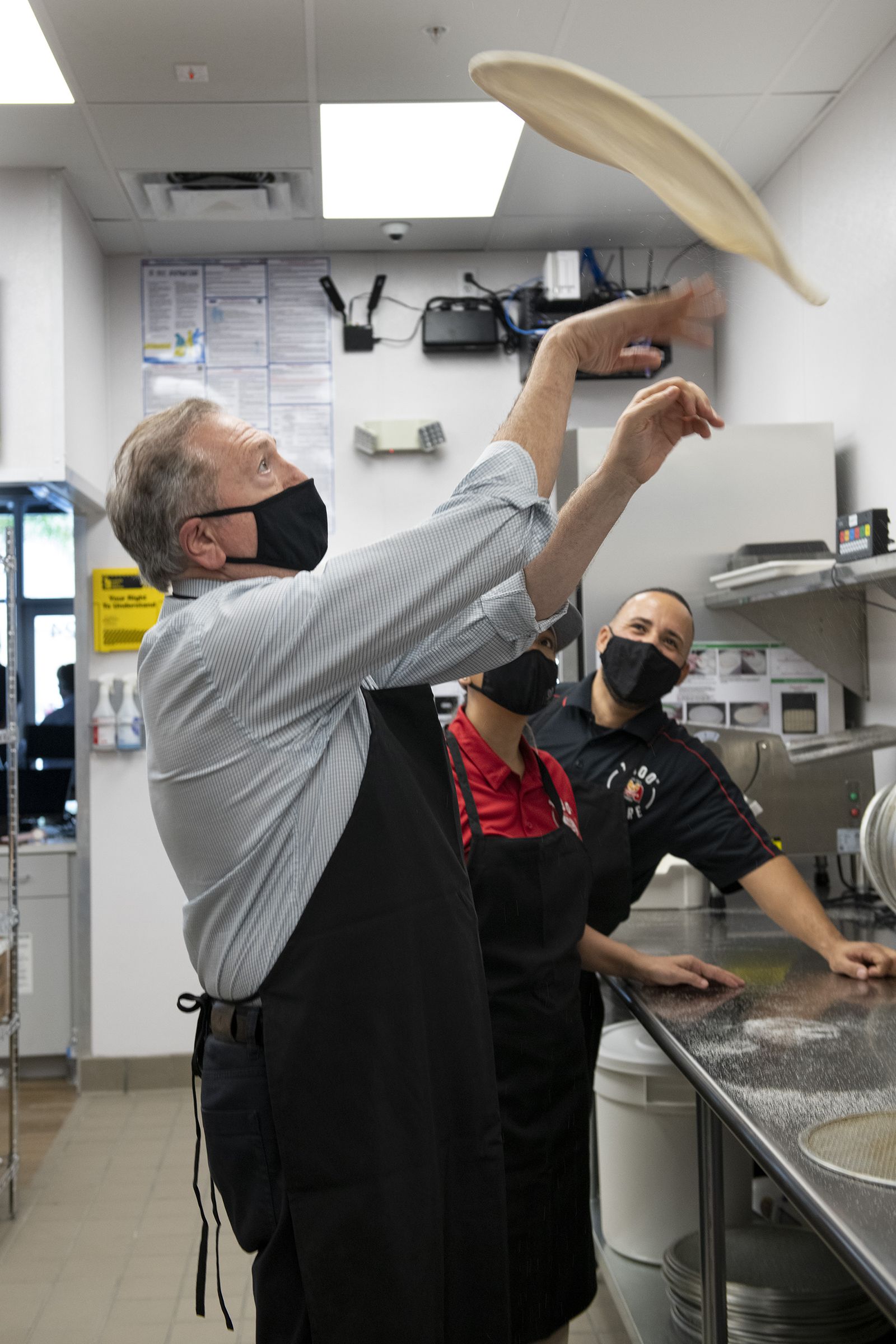 Marco's Pizza Opens Its Milestone 1,000th Store, Charting an Incredible Growth Journey Marco's Pizza founder Pasquale Giammarco, foreground, demonstrates his pizza-tossing skills to franchisees Kattya Barbaran and Rafi Vargas Tuesday, October 20, 2020 in Kissimmee, Fla. The store is the 1000th franchise store opened by the pizza brand. Both Varga and Barbaran are residents of Kissimmee.