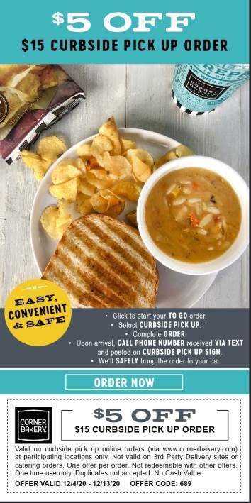 Corner Bakery Launches Easy, Safe and Convenient Curbside Pickup Program